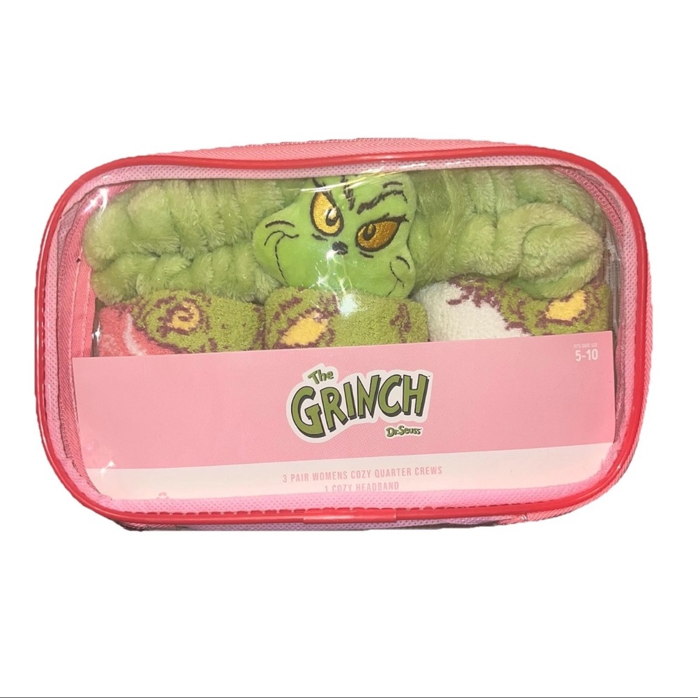 Dr Seuss Grinch Cozy Sock &‎ Headband Gift Set NWT